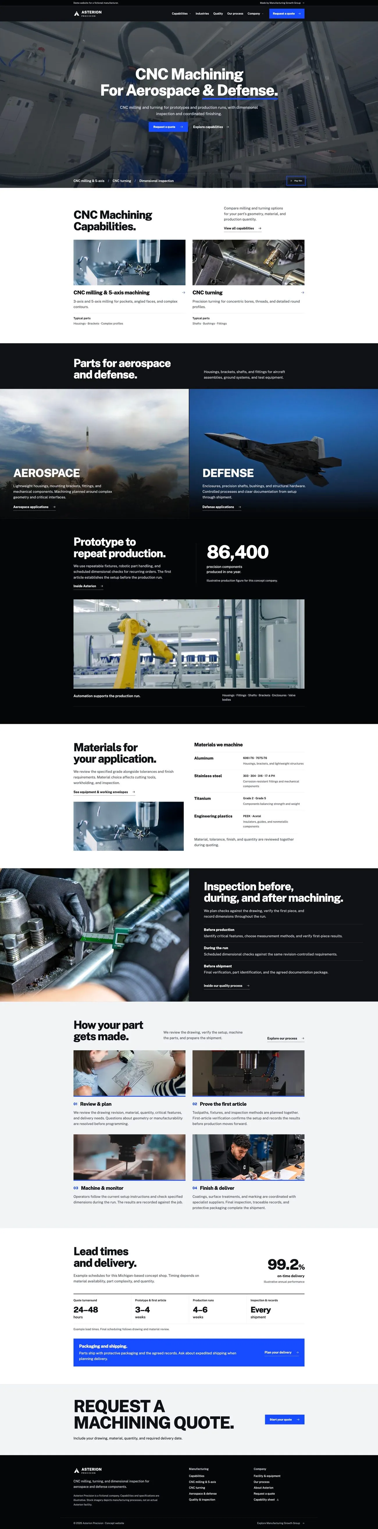 Asterion Precision homepage preview.